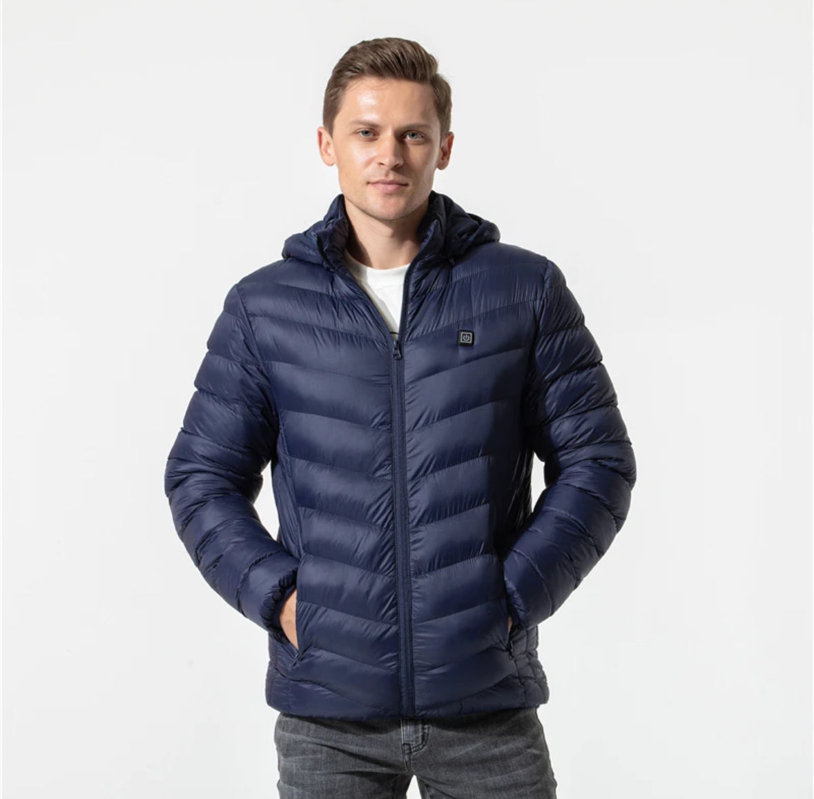 Beheizbare Wärme Jacke | Beheizbare Unisex Jacke mit Kapuze und USB-Anschluss | 3 Wärmestufen für individuelle Wärme