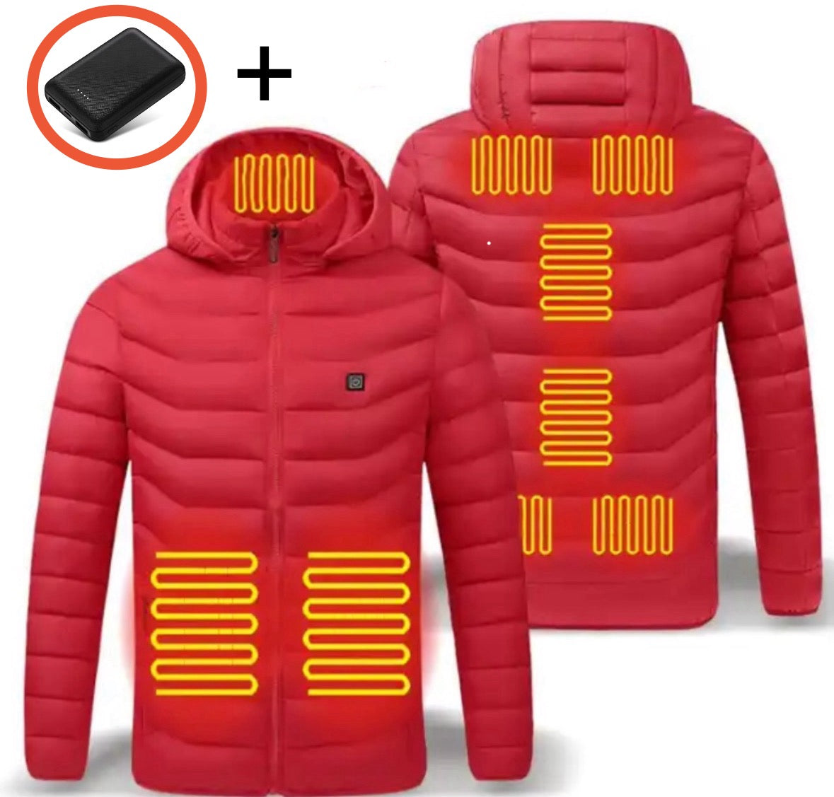 Beheizbare Wärme Jacke | Beheizbare Unisex Jacke mit Kapuze und USB-Anschluss | 3 Wärmestufen für individuelle Wärme