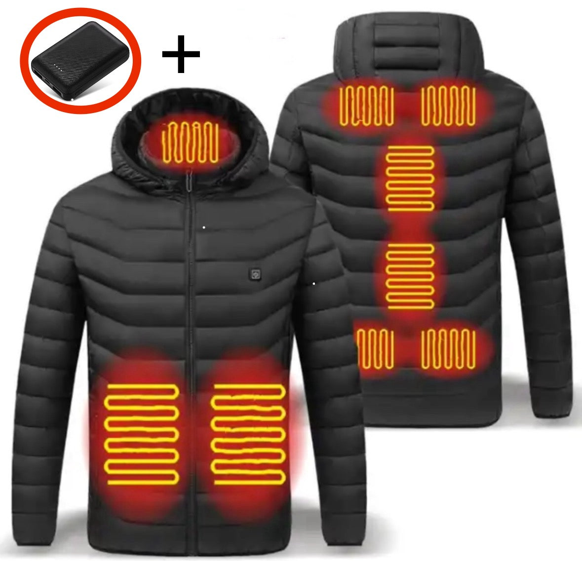 Beheizbare Wärme Jacke | Beheizbare Unisex Jacke mit Kapuze und USB-Anschluss | 3 Wärmestufen für individuelle Wärme