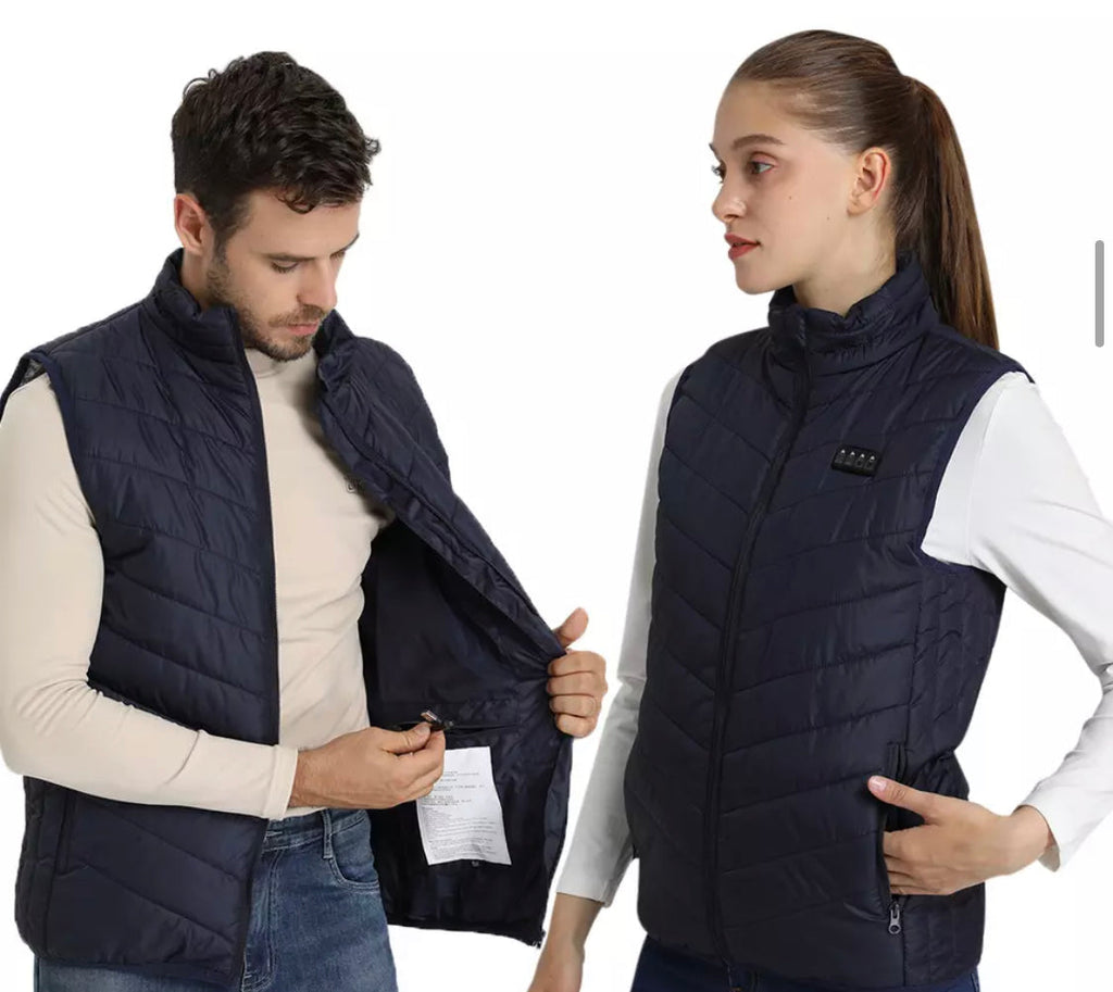 Beheizbare Wärme Weste | Beheizbare Unisex Jacke mit 8 Heizzonen | Wasserfest und Waschbar für Winterkomfort
